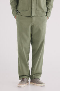 Springfield Pantalón dobby straight fit kaki