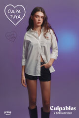 Springfield Blusa oversized popelín natural