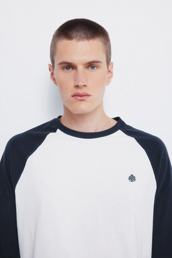 Springfield Playera de manga larga en contraste azul