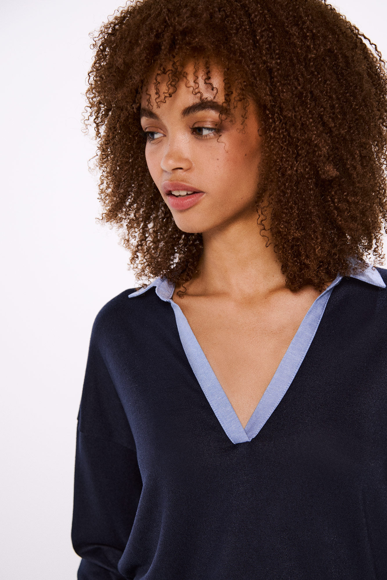 Springfield Playera cuello camisero combinada azul