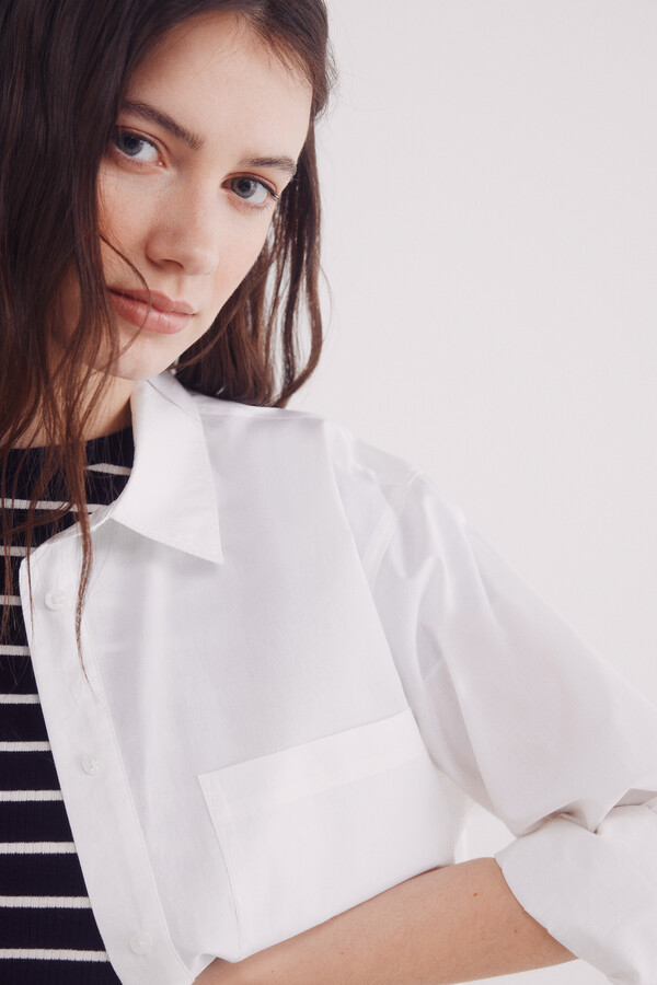 Springfield Camisa oversized popelín natural
