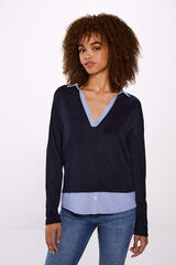 Springfield Playera cuello camisero combinada azul