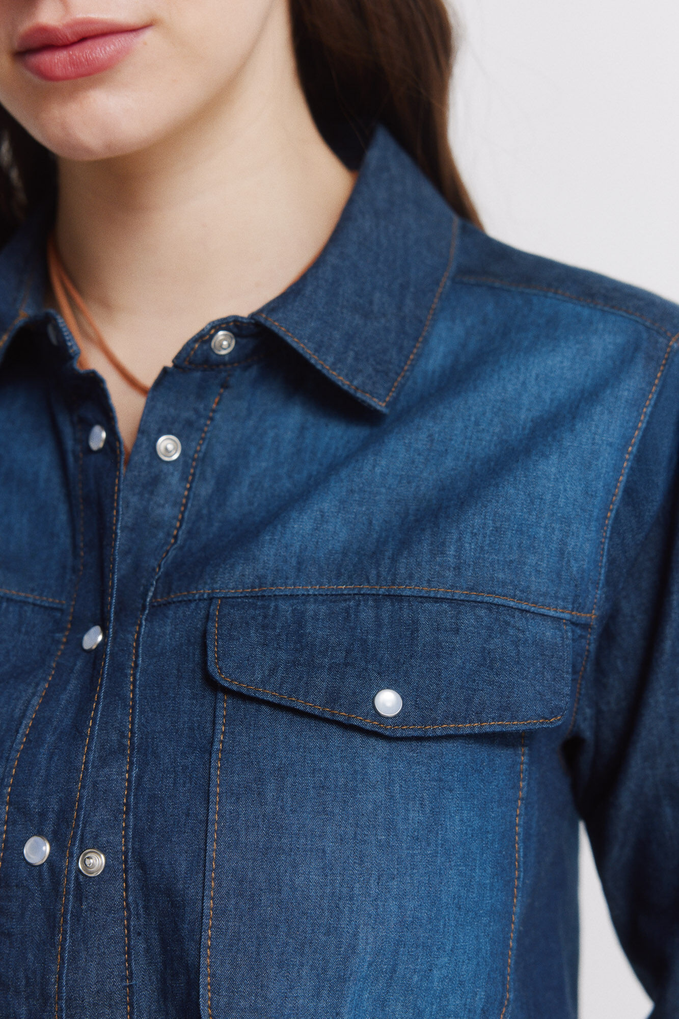 Springfield Camisa denim con bolsillos de algod&oacute;n azul