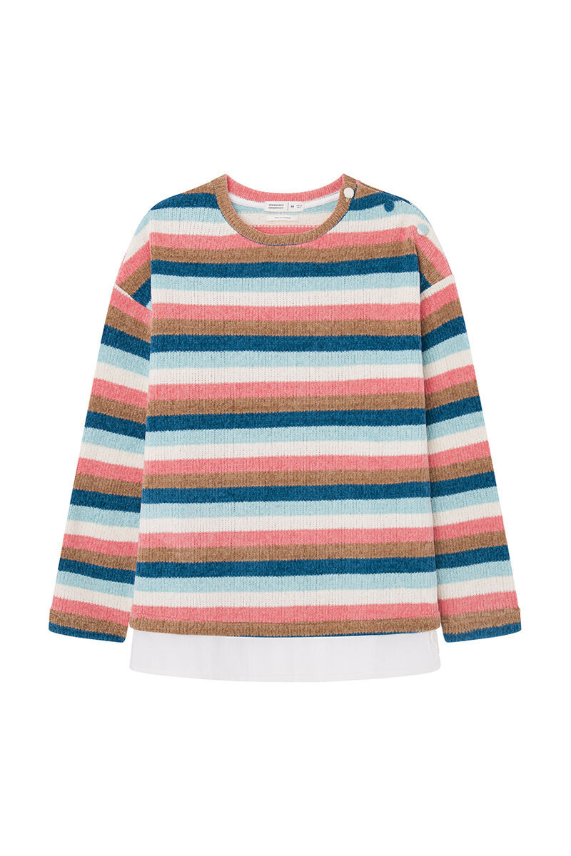 Springfield Playera Chenilla Raya Multicolor beige