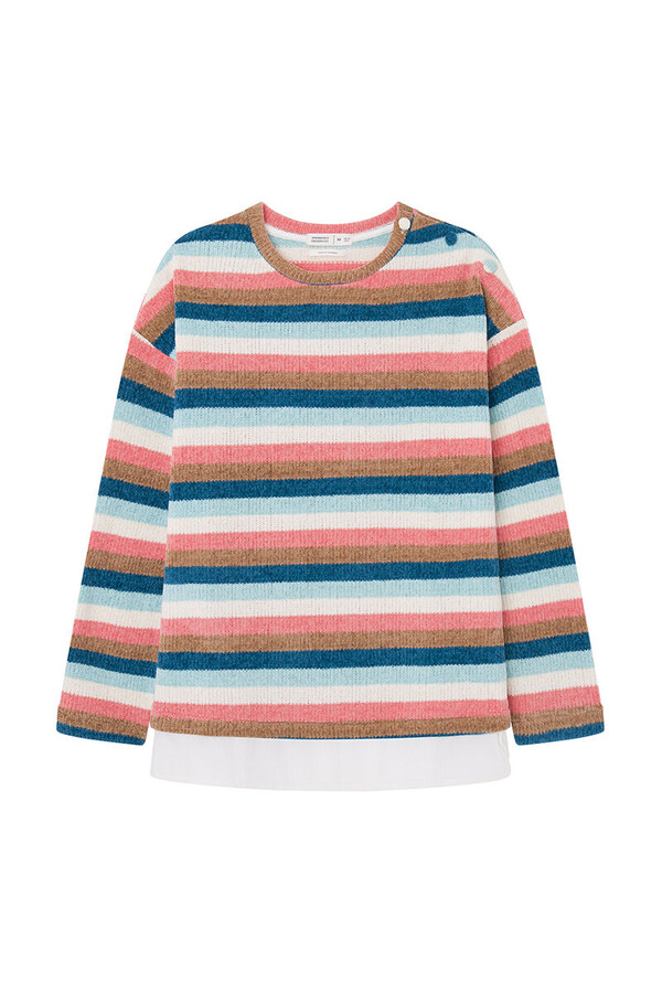 Springfield Playera Chenilla Raya Multicolor beige