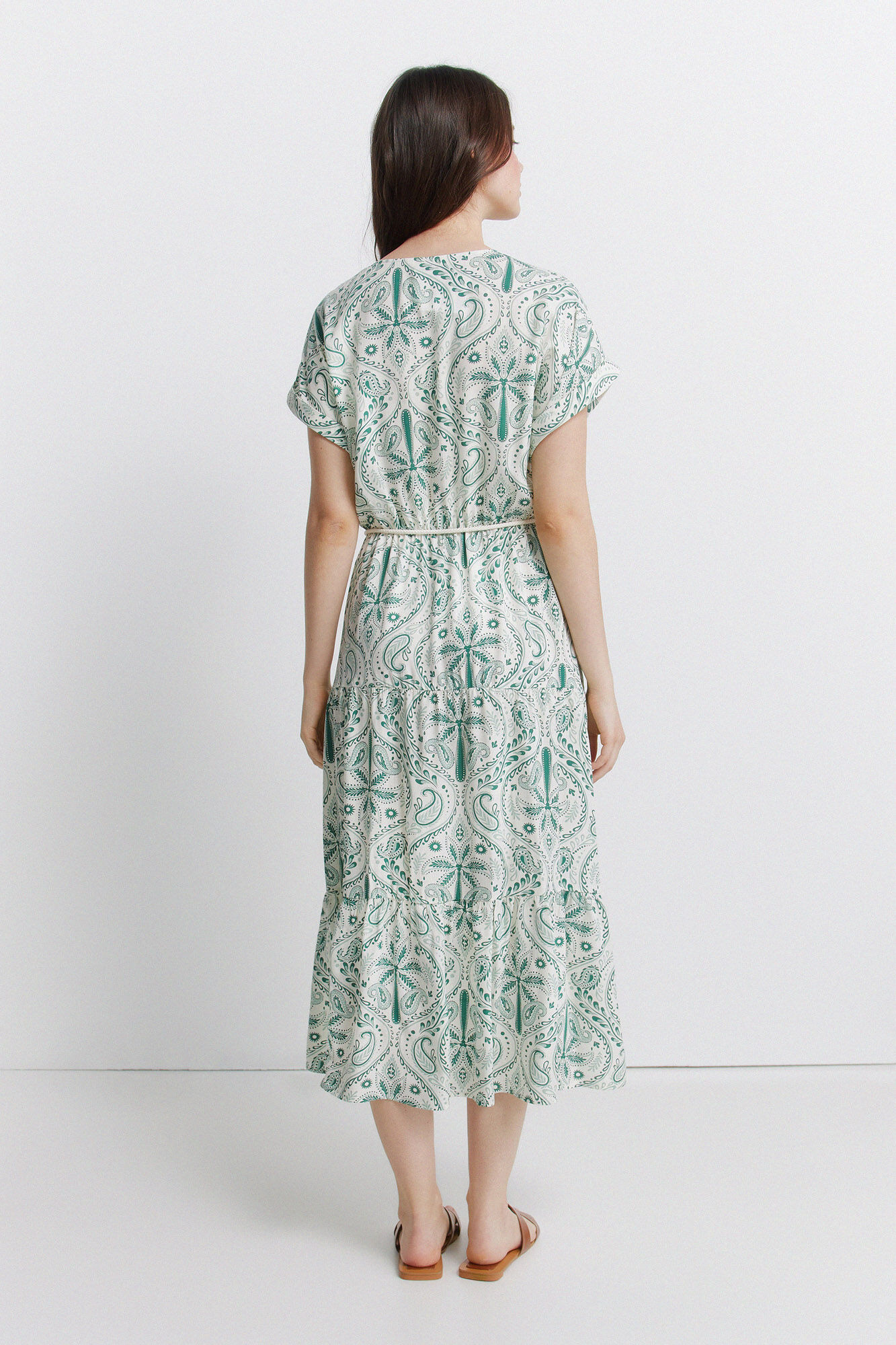 Springfield Vestido midi estampado paisley blanco