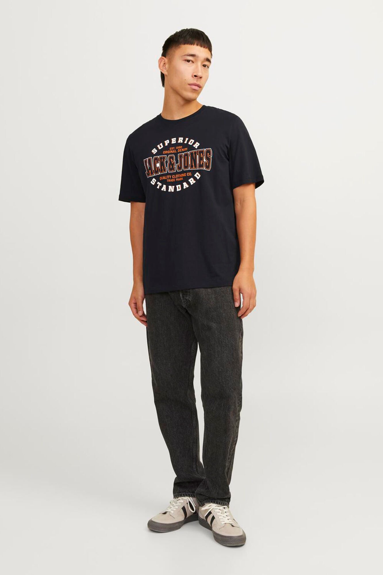 Jack & Jones Playera est&aacute;ndar fit negro