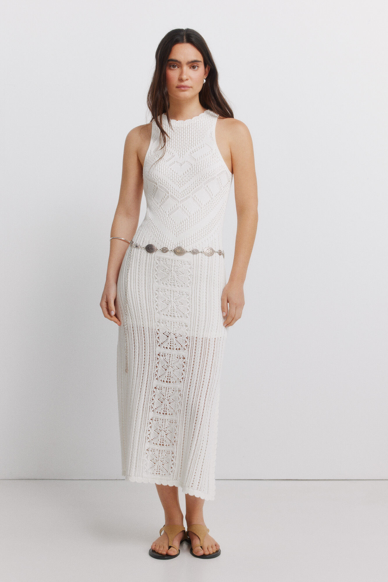 Springfield Vestido midi de punto calado