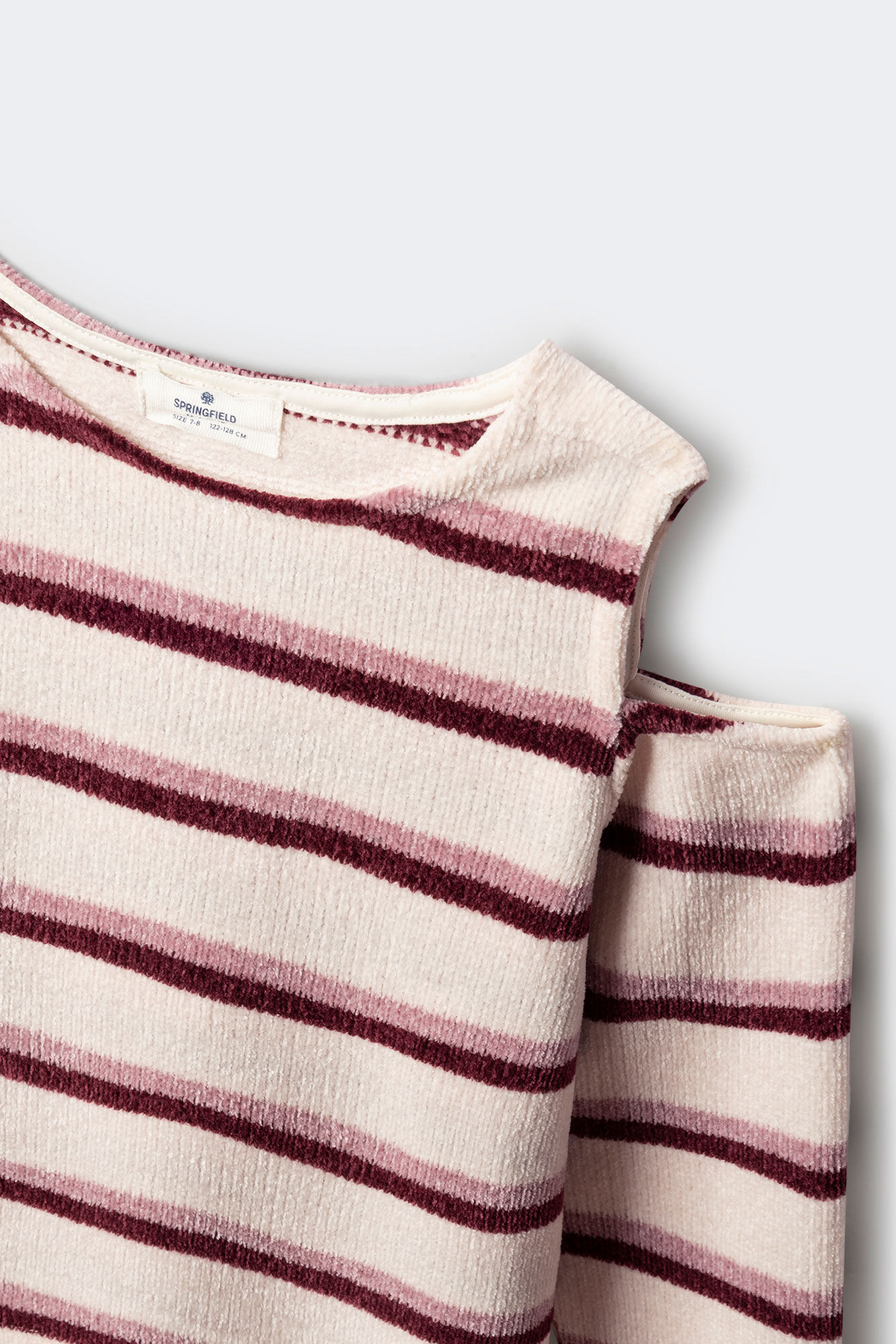 Springfield Kids Playera de chenilla con hombros descubiertos para ni&ntilde;a rosa