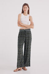 Springfield Pantalón fluido palazzo estampado kaki