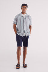 Springfield Bermuda lino slim fit azulado