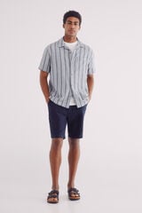 Springfield Bermuda lino slim fit azulado