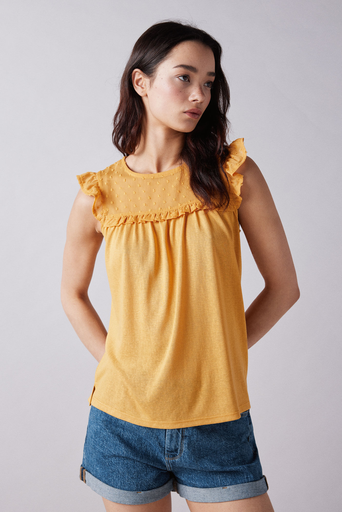 Springfield Playera combinada plumet&iacute; amarillo