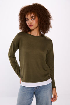 Springfield Playera combinada botones laterales khaki