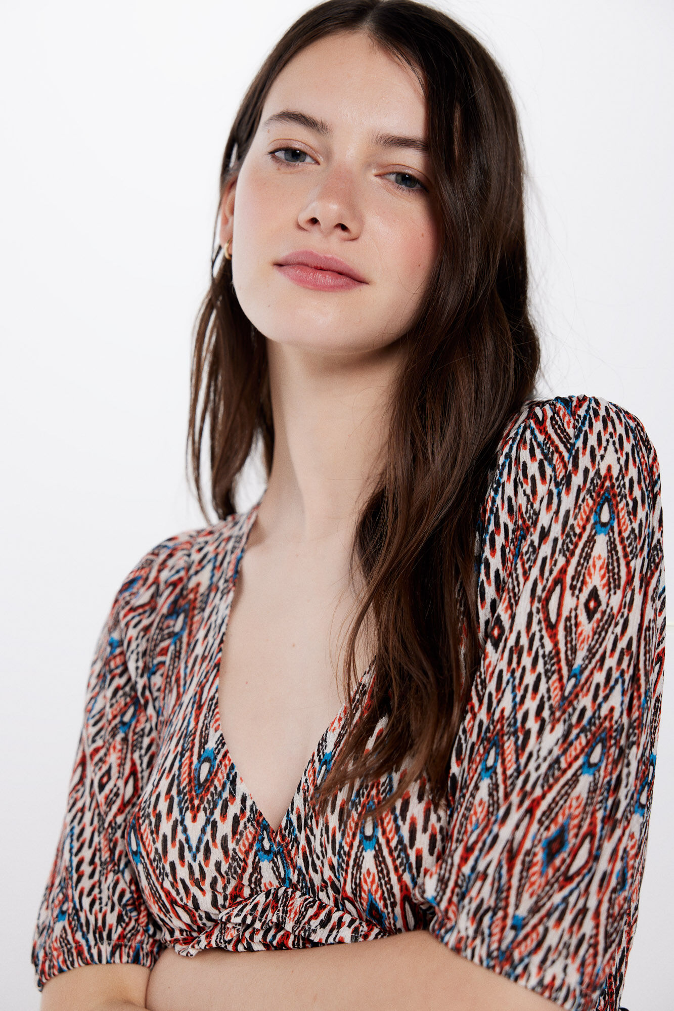 Springfield Playera fluida estampada caf&eacute;