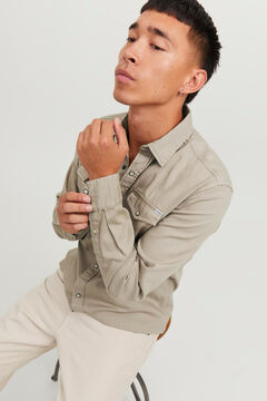 Springfield Camisa denim confort fit beige