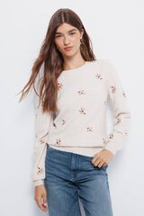 Springfield Jersey bordado con flores blanco