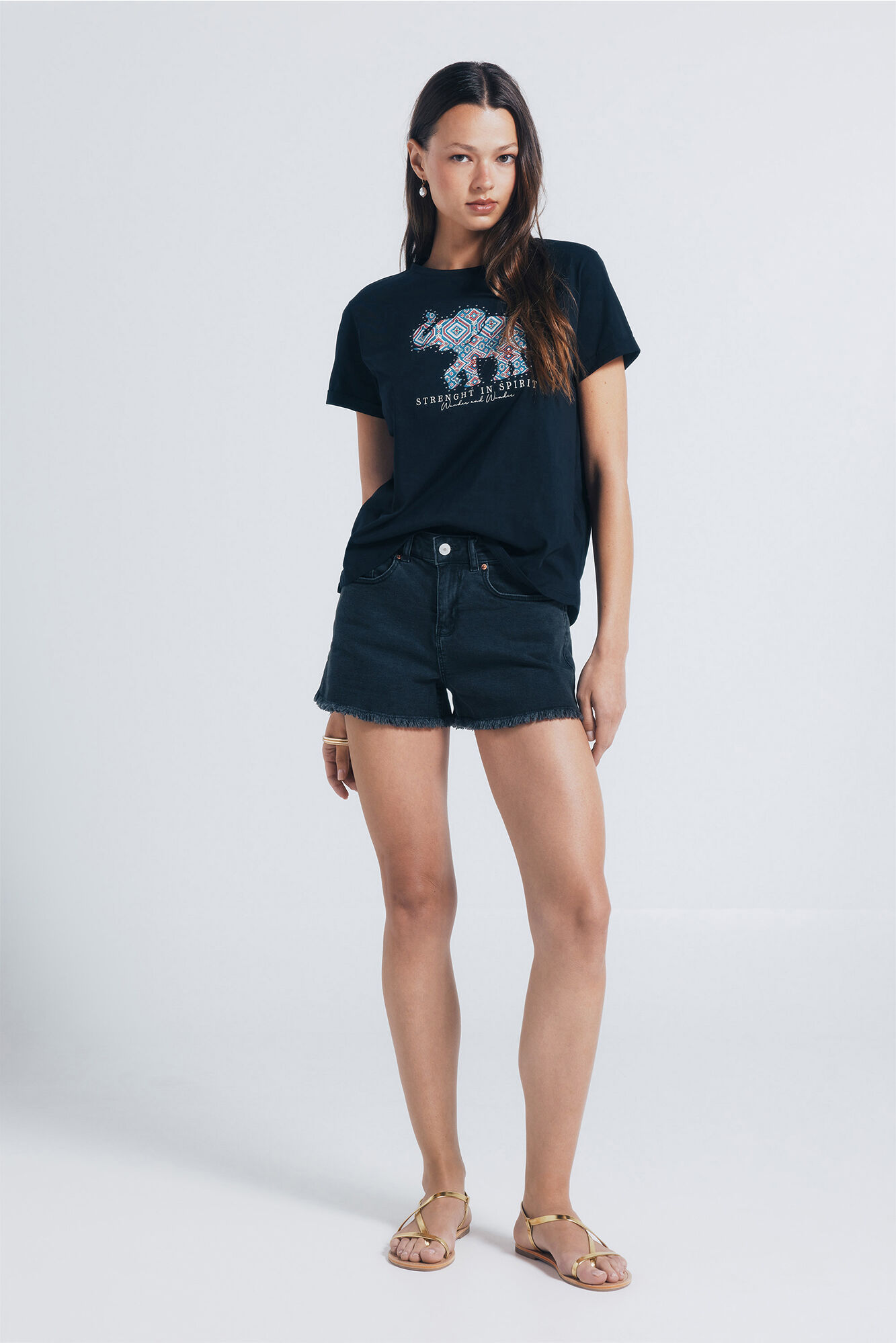 Springfield Playera gr&aacute;fica elefante negro