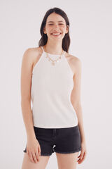Springfield Top halter hilo dorado beige