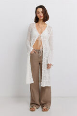 Springfield C&aacute;rdigan largo de punto calado beige