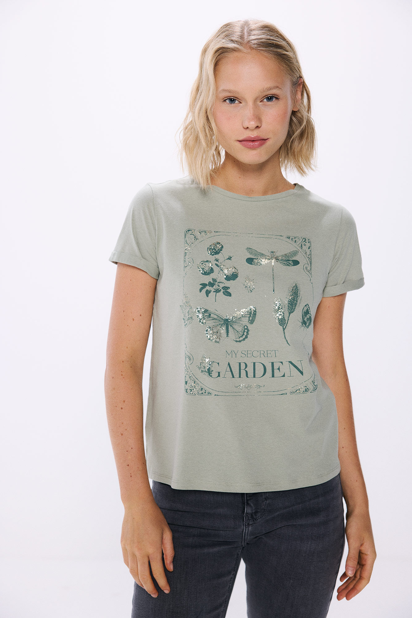Springfield Playera gr&aacute;fica khaki