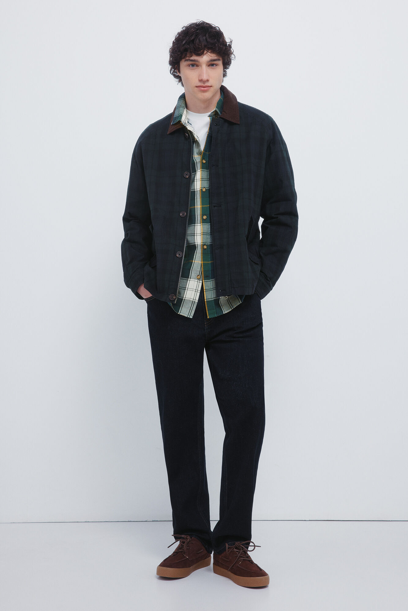 Springfield Camisa escoceses marfil