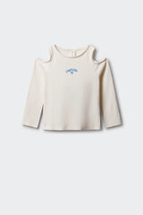 Springfield Kids Playera acanalada manga larga hombro descubierto para ni&ntilde;a marfil