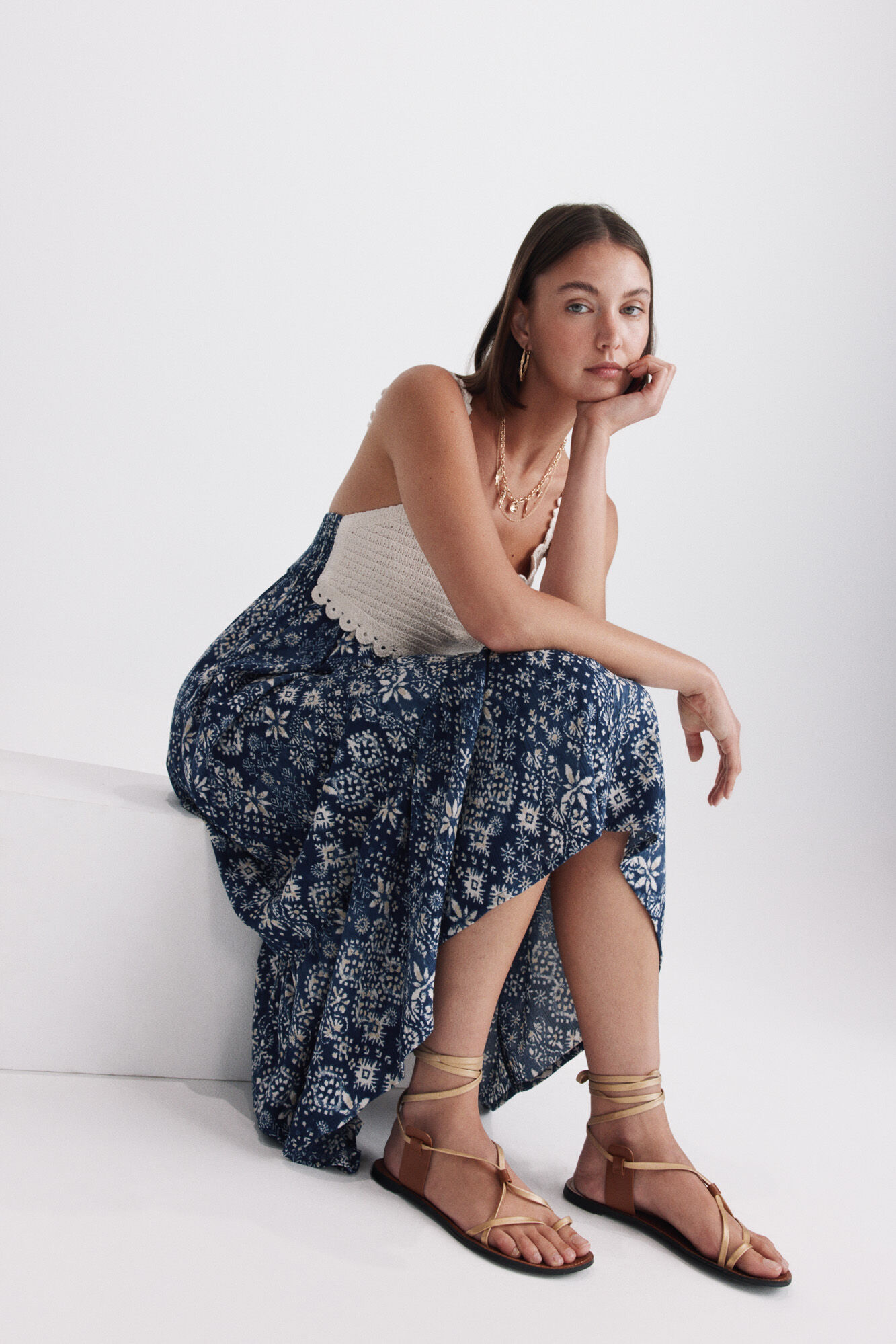 Springfield Vestido midi estampado de crochet