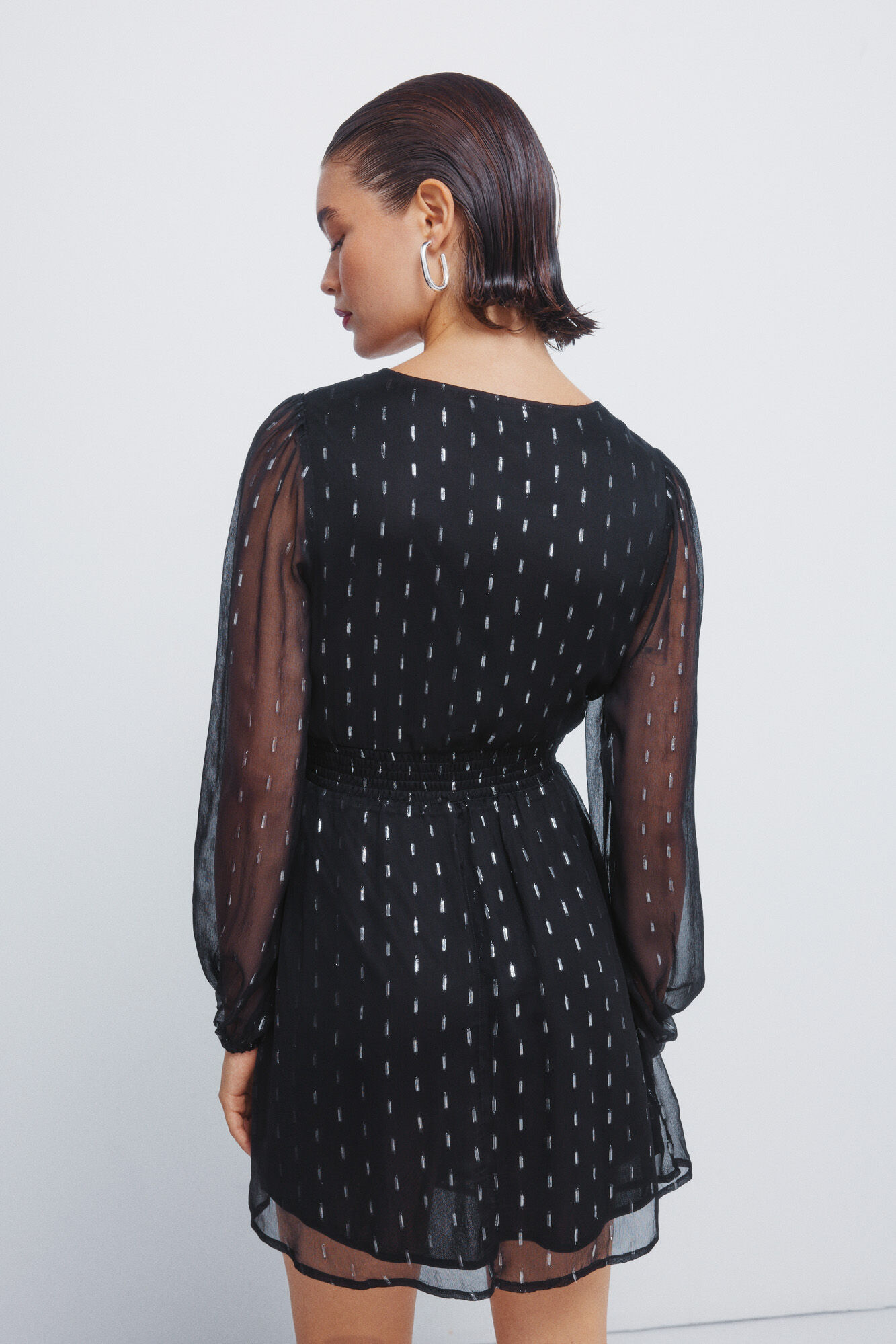 Springfield Vestido corto con detalles de lurex negro