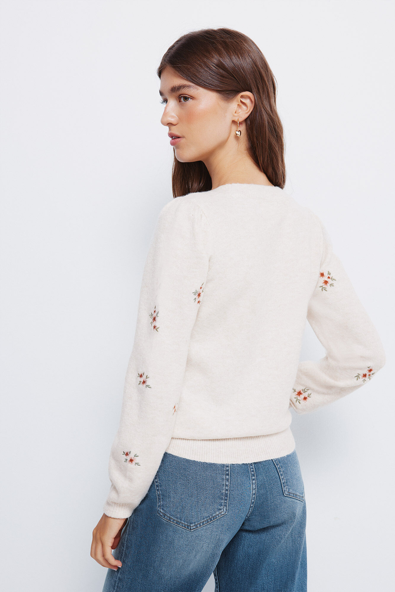 Springfield Jersey bordado con flores blanco