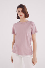 Springfield Playera tachuelas cuello y mangas rosa