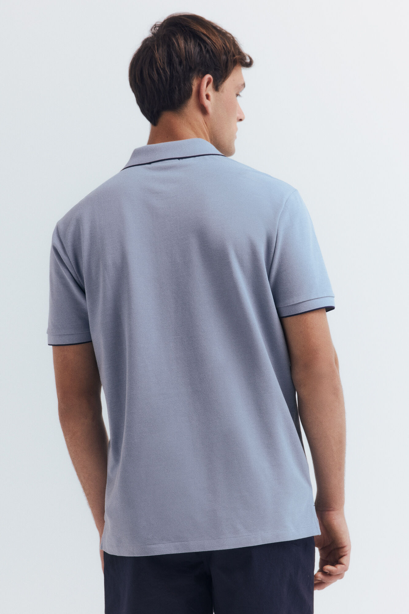 Springfield Polo de piqu&eacute; elegante con cuello de corte regular azul