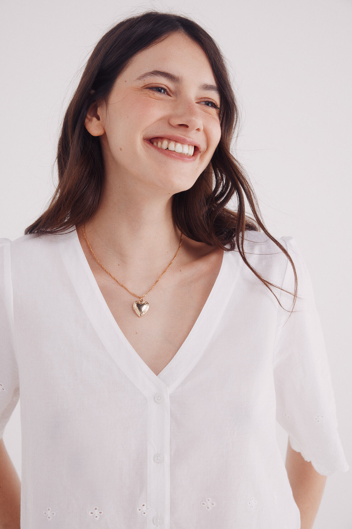 Springfield Blusa bordados algod&oacute;n natural