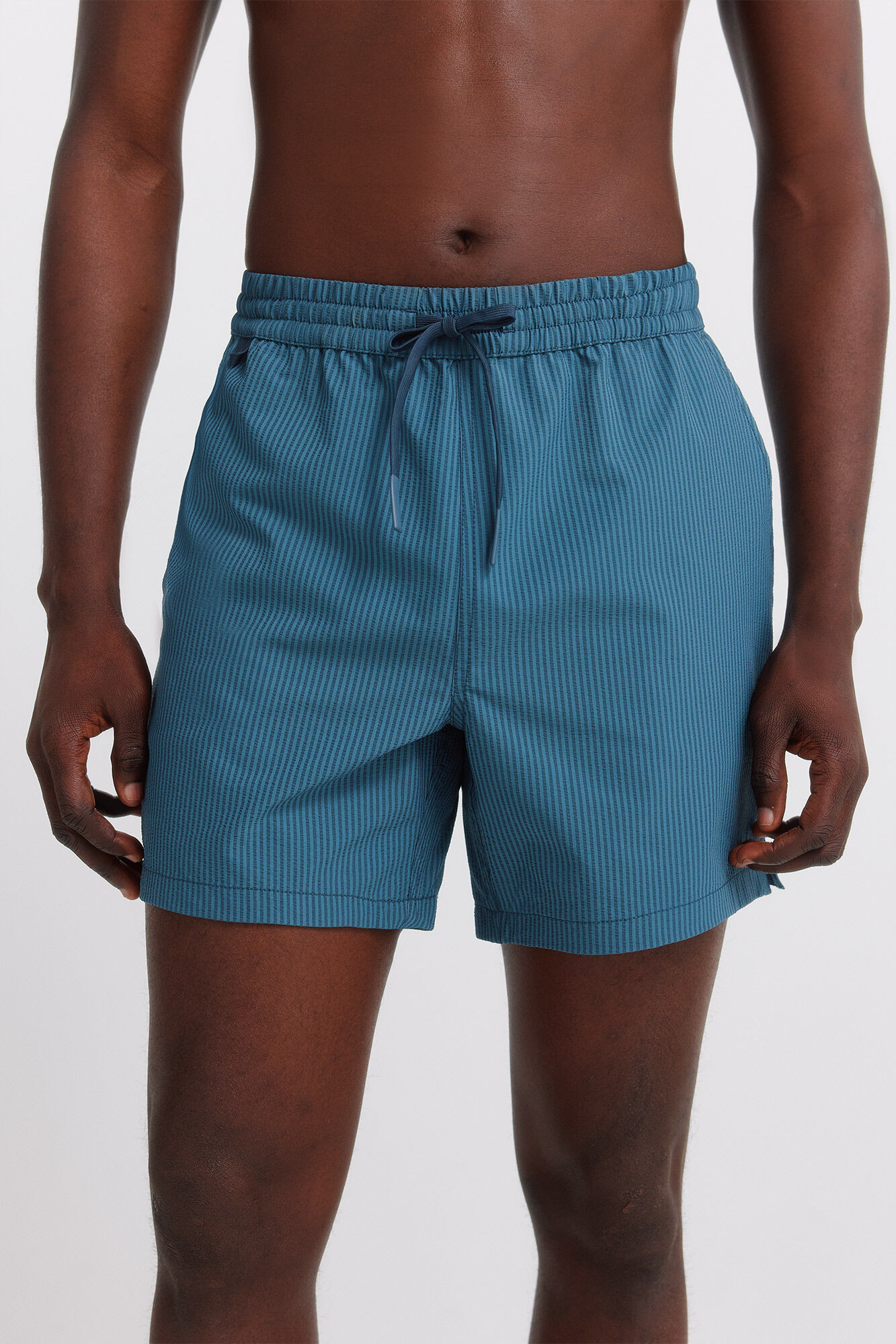Springfield Traje de ba&ntilde;o seersucker a rayas azul