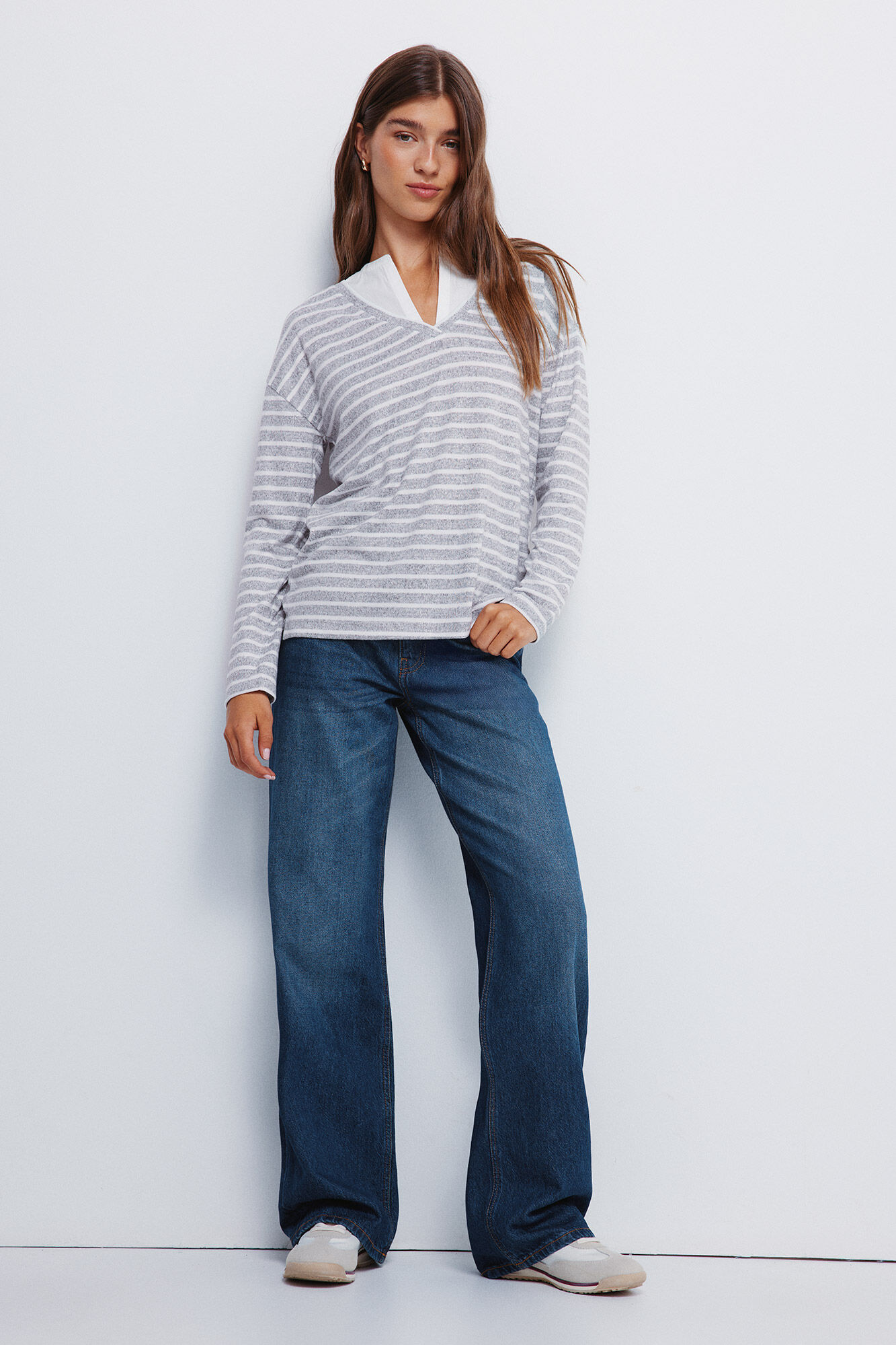 Springfield Playera de cuello combinado gris