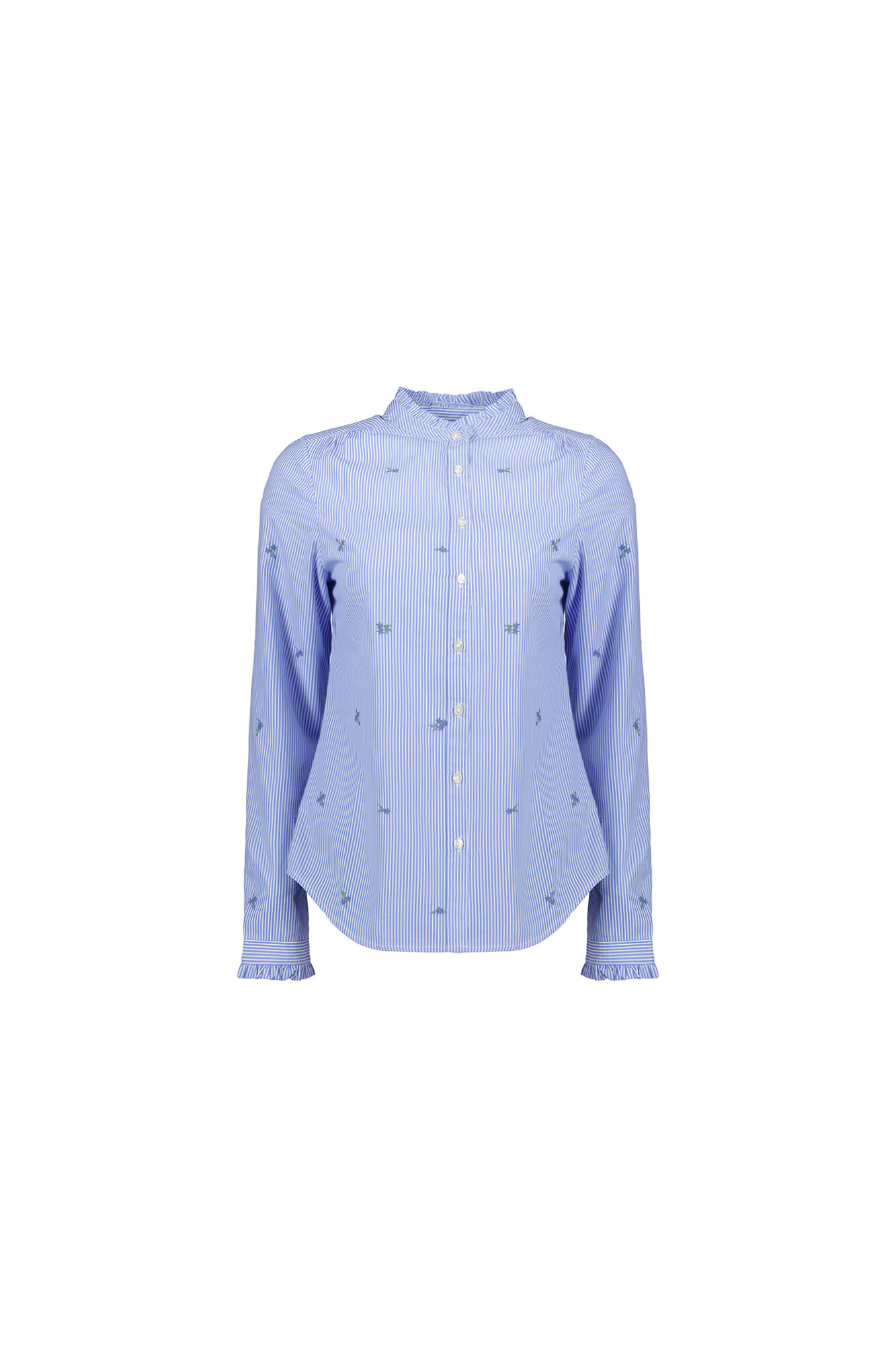Springfield Blusa Rayas Bordados Flor azul