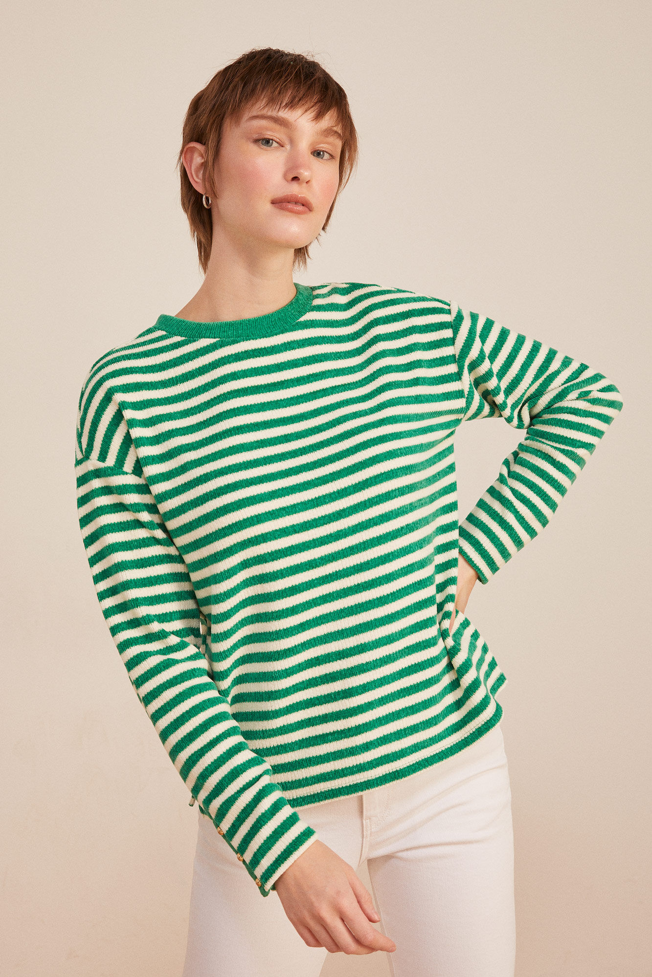 Springfield Playera Chenilla Rayas verde