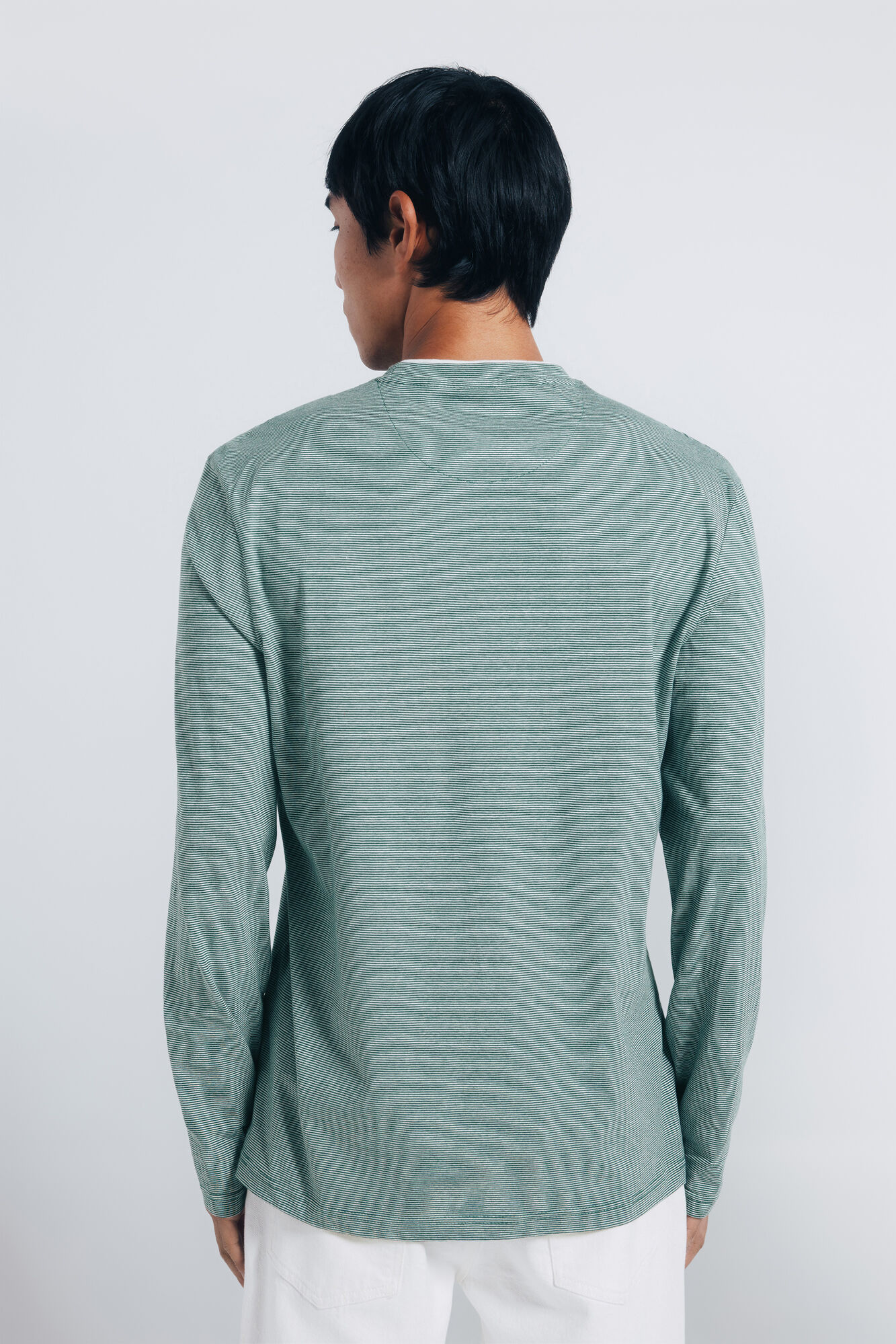 Springfield playera de manga larga con doble microraya verde