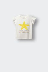 Springfield Kids Playera de manga corta de lentejuelas de estrella de mar para ni&ntilde;a marfil