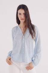 Springfield Blusa volumen cuello mao azul