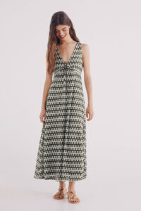 Springfield Vestido midi estructura bicolor verde