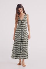 Springfield Vestido midi estructura bicolor verde