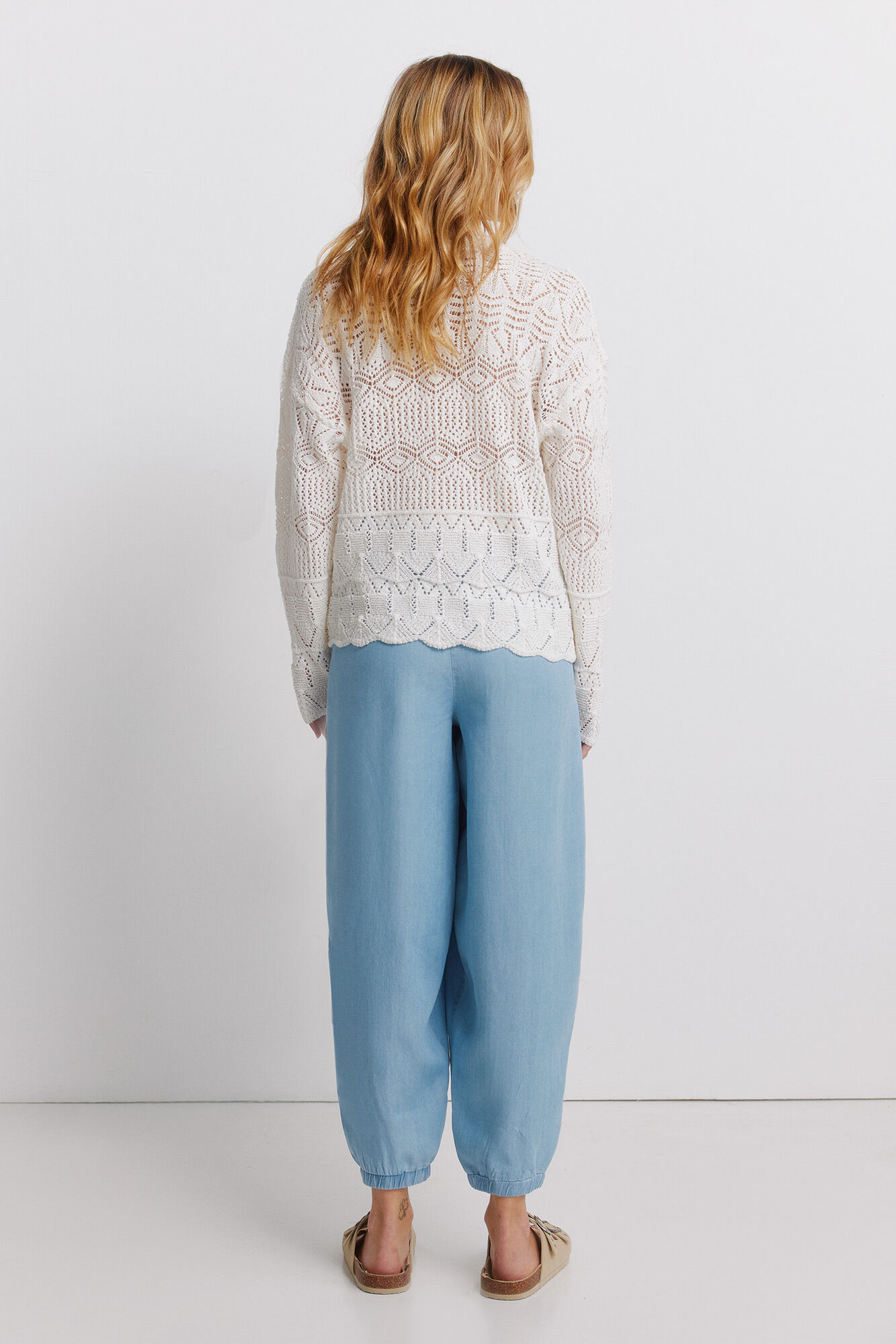 Springfield Pantal&oacute;n de mezclilla de Tencel con cintura el&aacute;stica azul