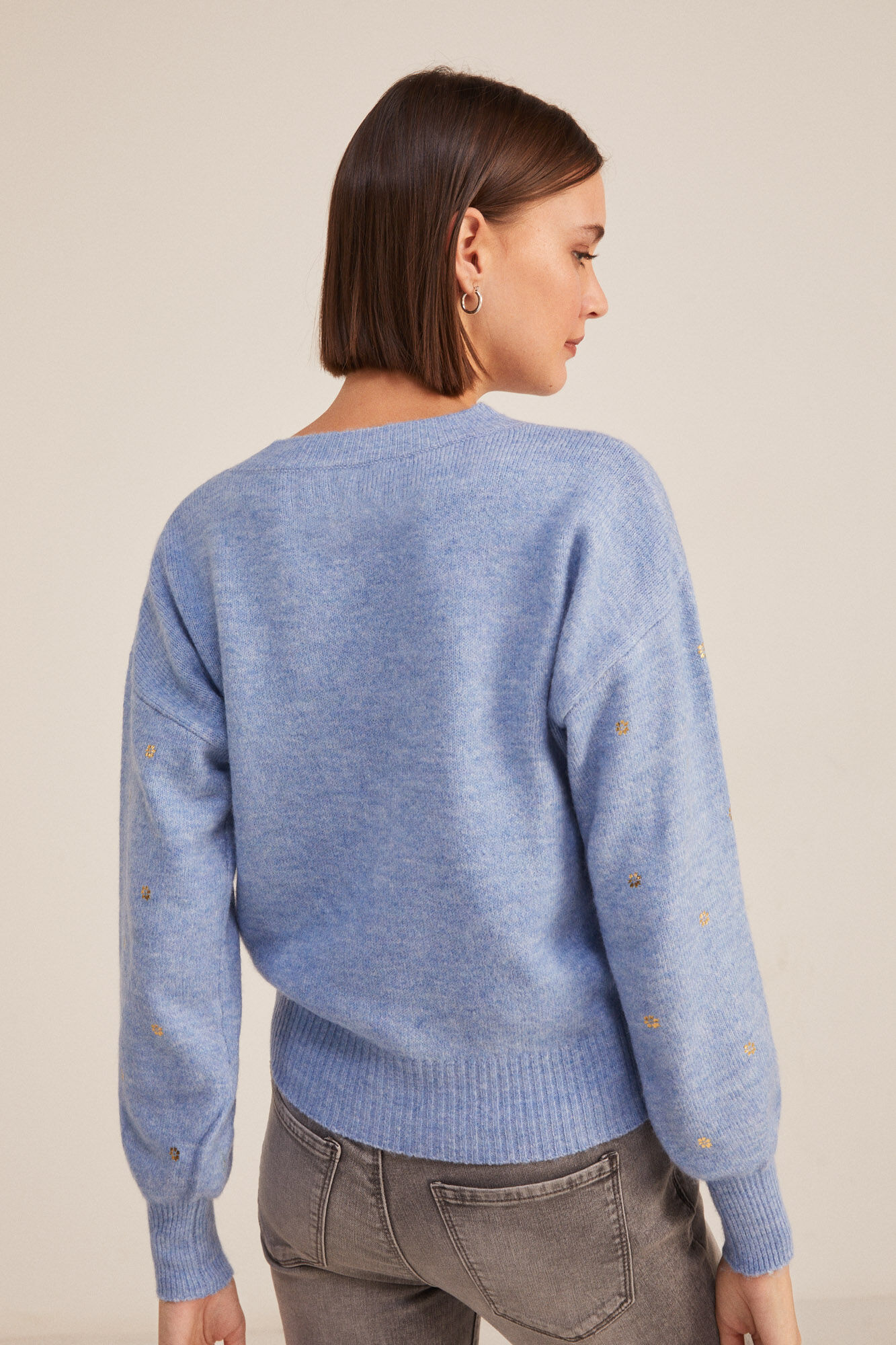 Springfield Su&eacute;ter Flores Metalizadas azul