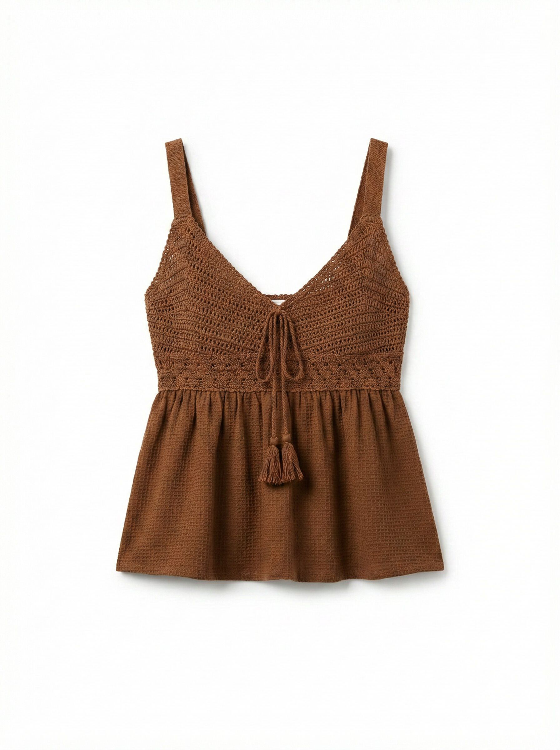 Springfield Top de tirantes de crochet con lazo caf&eacute;