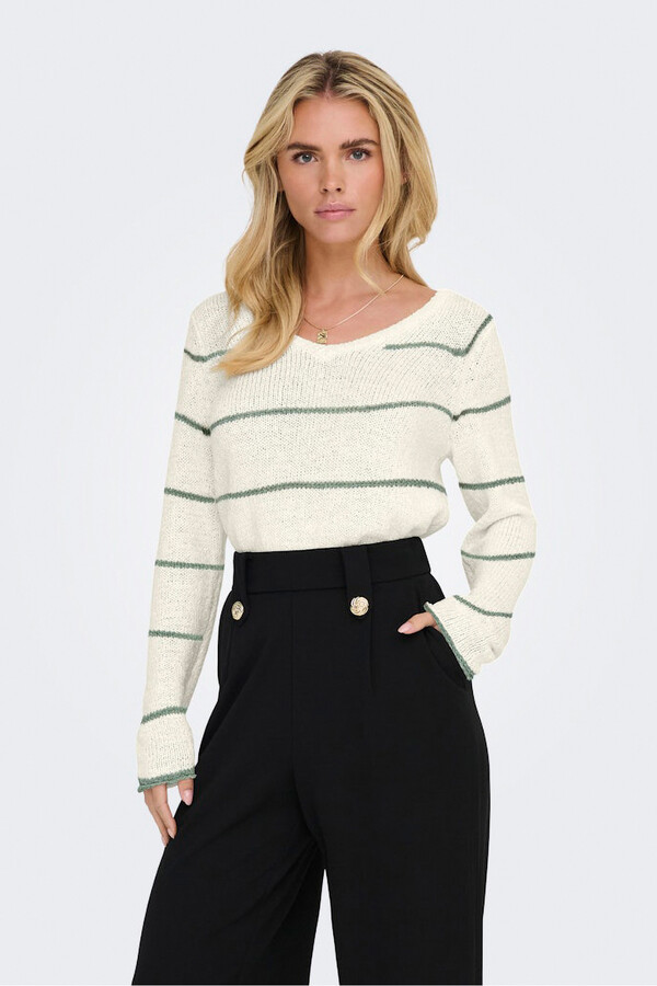 Only Suétere de cuello de pico natural