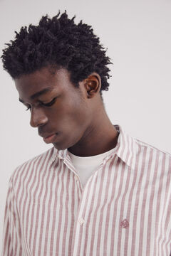 Springfield Camisa rayas algodón slub púrpura