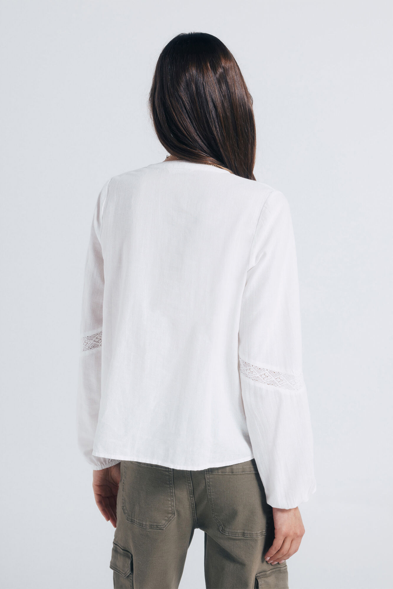 Springfield Blusa plisados mangas lace caf&eacute;