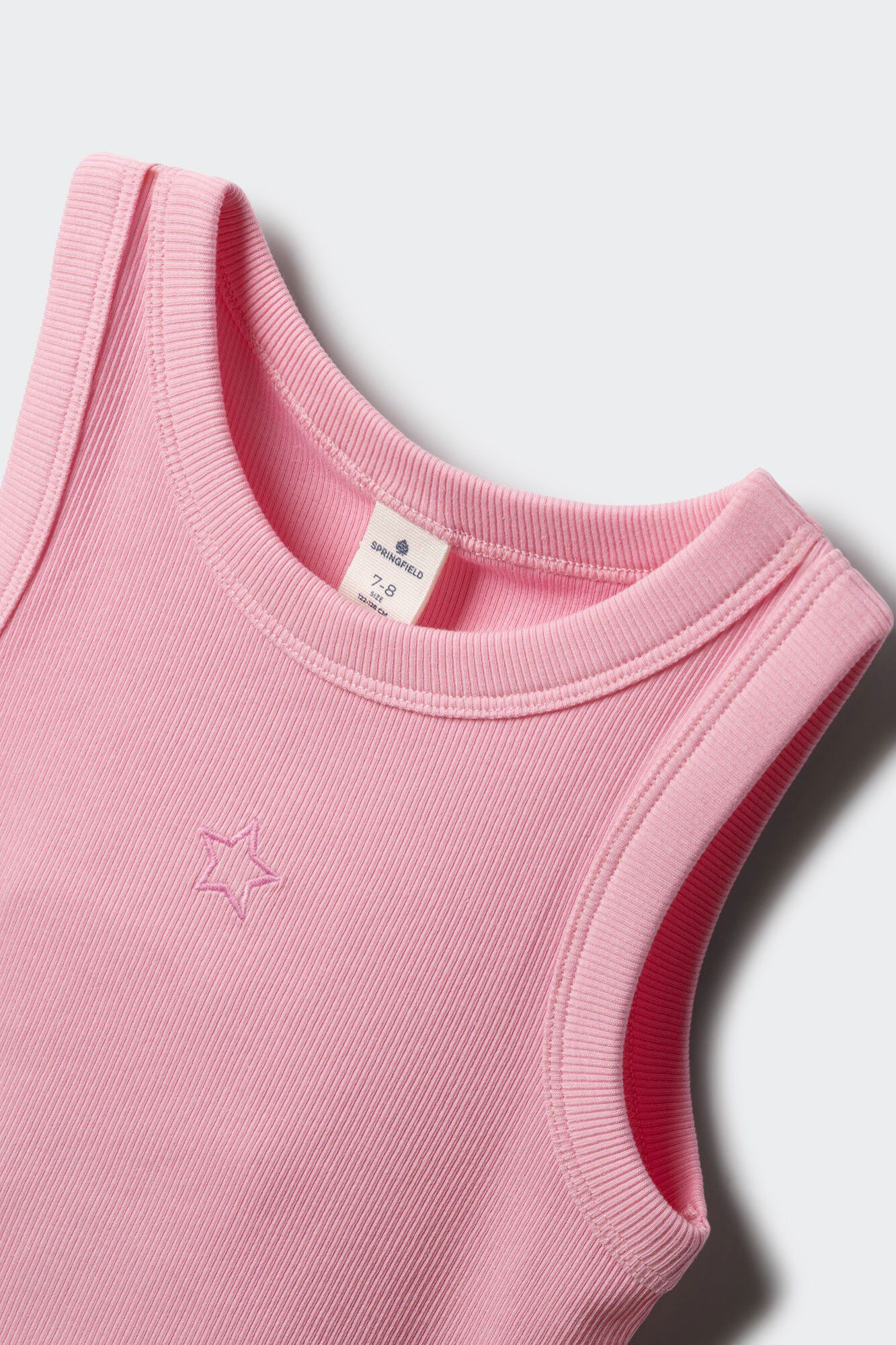 Springfield Kids Top de rib bordado de estrella para ni&ntilde;a rosa
