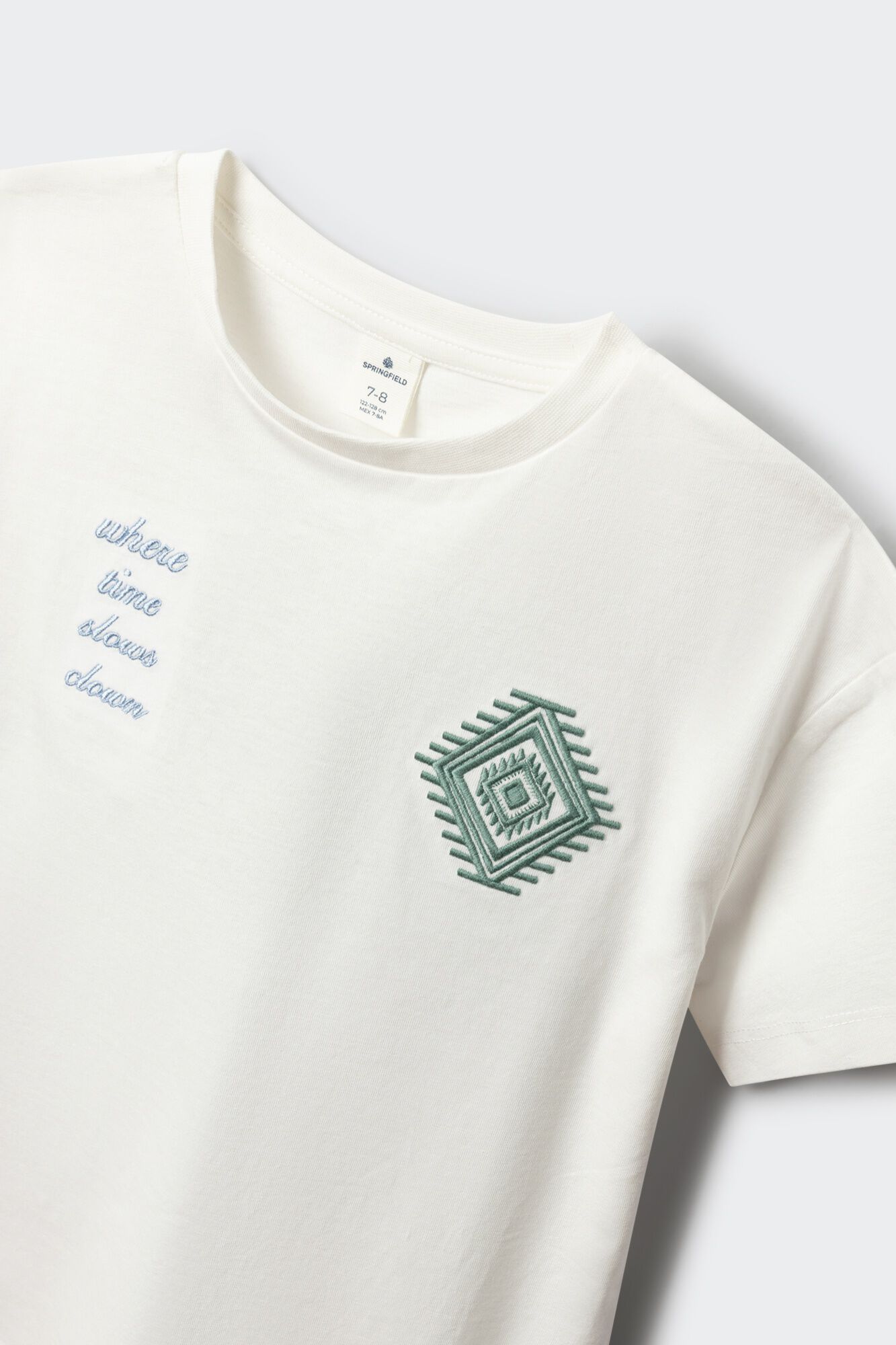 Springfield Kids Playera de manga corta con rombo &eacute;tnico para ni&ntilde;o marfil